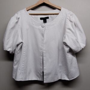 Ashley Stewart Blazer Jacket Women Size 18W White Short Sleeve One Button